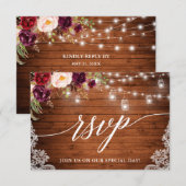 ルスティック バーガンディ ジャー ライト カリグラフィー ウェディング 出欠カード (正面/裏面)