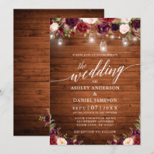 ルスティック バーガンディ ジャー ライト カリグラフィー ウェディング