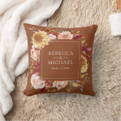 ルスティック バーガンディ テラコッタ フラワーズ ウェディング フォト クッション (ブランケット)