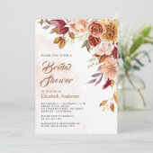 ルスティック バーガンディ テラコッタ フラワーブライダルシャワー 招待状 (スタンド正面)