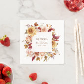 ルスティック バーガンディ テラコッタ フラワー ウェディング スタンダードカクテルナプキン (インサイチュ)