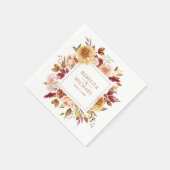 ルスティック バーガンディ テラコッタ フラワー ウェディング スタンダードカクテルナプキン (角)