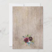 ルスティック バーガンディ ネイビー フローラル ジオメトリック ウェディング 招待状 (裏面)