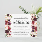 ルスティック バーガンディ フラワーの秘密の結婚式の招待状 招待状 (スタンド正面)