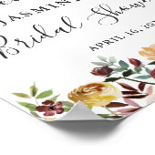 ルスティック バーガンディ フラワーブライダルシャワーサイン ポスター (角)