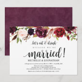 ルスティック バーガンディ フラワープラン 挙式 披露宴 招待状 (正面/裏面)