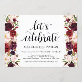 ルスティック バーガンディ フラワー エロープメント レセプション 招待状