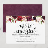 ルスティック バーガンディ フラワー エロープメント レセプション 招待状 (正面/裏面)