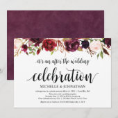 ルスティック バーガンディ フローラル エロープメント レセプション 招待状 (正面/裏面)