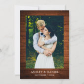 ルスティック バーガンディ フローラル カリグラフィー フォト ウェディング 招待状 (裏面)