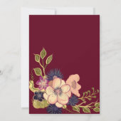 ルスティック バーガンディ フローラル フォト ウェディング インビテ 招待状 (裏面)