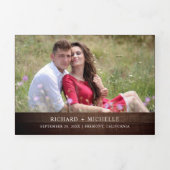 ルスティック バーガンディ フローラル ホワイト パンプキン 秋の結婚式 三つ折り招待状 (カバー)