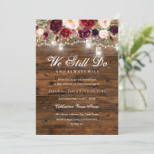 ルスティック バーガンディ フローラル ライト ウェディング ヴォウ リニューアル 招待状 (スタンド正面)