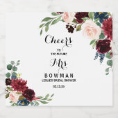 ルスティック バーガンディ ブライダル シャワー スパークリング ワイン ラベル (シングルラベル)