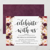 ルスティック バーガンディ ポストウェディング インビテーション カード (正面/裏面)