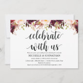 ルスティック バーガンディ ポスト ウェディング インビテーション カード (正面)