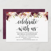 ルスティック バーガンディ ポスト ウェディング インビテーション カード (正面/裏面)