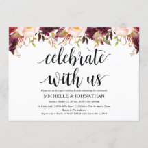 ルスティック バーガンディ ポスト ウェディング インビテーション カード