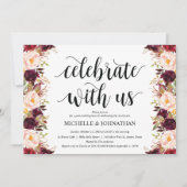 ルスティック バーガンディ ポスト ウェディング インビテーション カード (正面)