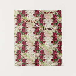 ルスティック バーガンディ マロン ローズ ウェディング バックドロップ タペストリー