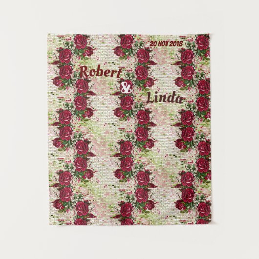 ルスティック バーガンディ マロン ローズ ウェディング バックドロップ タペストリー (正面)