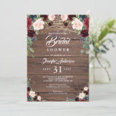 ルスティック バーガンディ マーサラ フラワーブライダルシャワー 招待状 (スタンド正面)