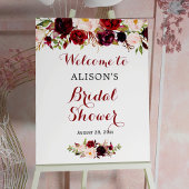ルスティック バーガンディ レッド フラワーブライダルシャワーサイン ポスター
