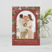 ルスティック バーガンディ レッド 1 枚の写真 アーチ メリー クリスマス (スタンド正面)