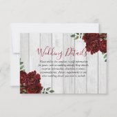 ルスティック バーガンディ ローズ ロマンチック ウェディング レセプション 招待状 (正面)