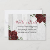 ルスティック バーガンディ ローズ ロマンティック ウェディング レセプション 招待状 (正面)