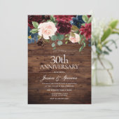 ルスティック バーガンディ ワイン 赤 30周年 結婚記念日 招待状 (スタンド正面)