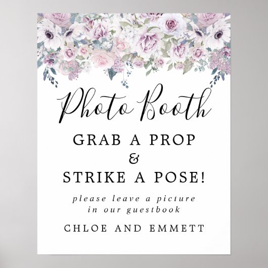 ルスティック パープル フラワー ウェディング フォトブース サイン