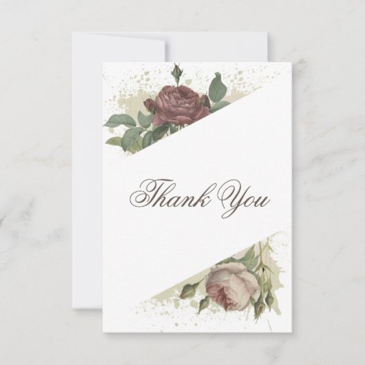 ルスティック フラワーモダン バーガンディ マルサラ ベビーシャワー サンキューカード (正面)