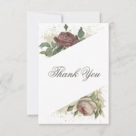 ルスティック フラワーモダン バーガンディ マルサラ ベビーシャワー サンキューカード