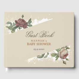 ルスティック フローラル バーガンディ マルサラ モダン ベビー シャワー ゲストブック