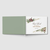 ルスティック フローラル バーガンディ マルサラ モダン ベビー シャワー ゲストブック (全面)