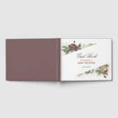 ルスティック フローラル バーガンディ マルサラ モダン ベビー シャワー ゲストブック (全面)