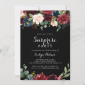 ルスティック ブラック ボタニカル サプライズ パーティー 招待状 (正面)
