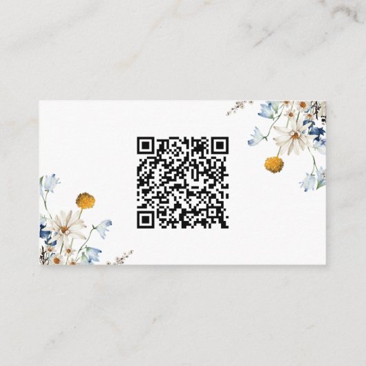 ルスティック ブルー ワイルドフラワー & デイジー シャワーレジストリー エンクロージャーカード (裏面)