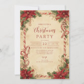 ルスティック ポインセチア ホリデー 招待状 (正面)