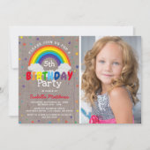 ルスティック レインボー バースデー | カラフルな写真 招待状 (正面)