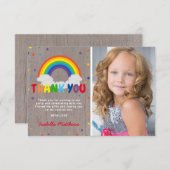 ルスティック レインボー バースデー | カラフル フォト サンクス サンキューカード (正面/裏面)