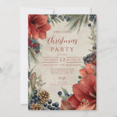 ルスティック レッド アマリリス クリスマス パーティー 招待状 (正面)