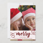 ルスティック レッド ホーリー フォト クリスマス ホリデー 招待状 (正面)