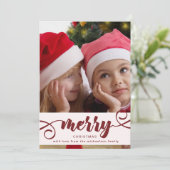 ルスティック レッド ホーリー フォト クリスマス ホリデー 招待状 (スタンド正面)