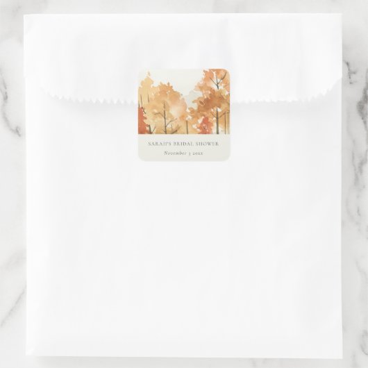 ルストオレンジイエローオータムフォールツリーブライダルシャワー スクエアシール (バッグ)
