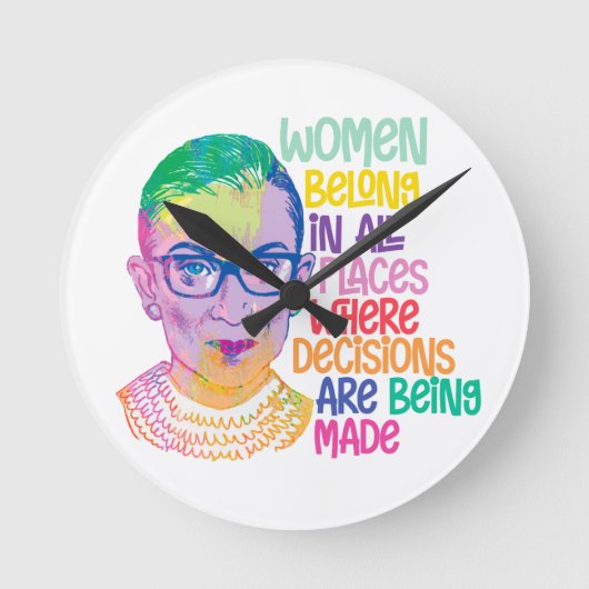 ルスバダーギンズバーグの女性は全ての場所に属している ラウンド壁時計 (正面)