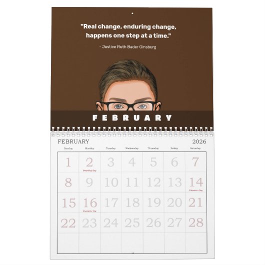 ルスバダーギンズバーグ引用文カレンダー カレンダー (2月 2026)