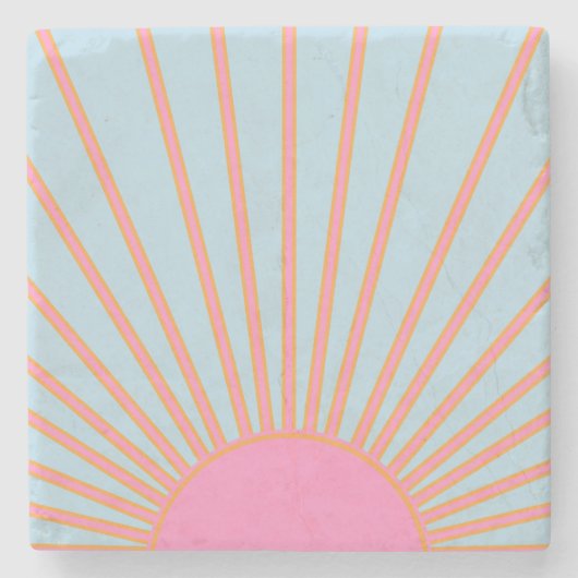 ルソレイユ02レトロサンピンクアンドブルーサンシャイン ストーンコースター (正面)