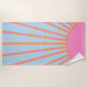 ルソレイユ02レトロサンピンクアンドブルーサンシャイン ビーチタオル (正面)